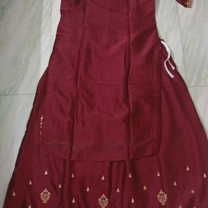 Maroon Kurta With Lehanga On The Bottom