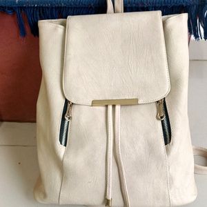 Cream Colour Fashionable Backpack For Women/Girls