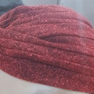 40 Rupees Off,New Shimmer Knot Pleated Turban Cap