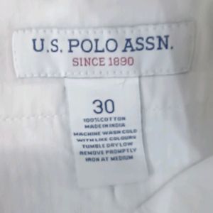 U.S. Polo Assn. White Logo Printed Shorts