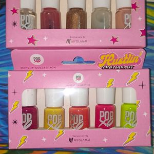 MyGlamm Popxo Makeup Collection Mini Nail Polish Kit - Thrivin  (5 Pcs) And Hustlin (5 Pcs)