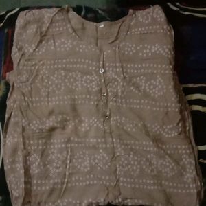 Jaipuri Chunri Print Kurta Brown Colour