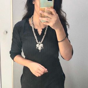 Black Short Kurti + Freebie Neckpiece