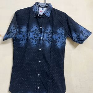 Printed Half Blue Shirt