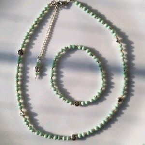 Green Smiley Combo of A Necklace &  Bracelet