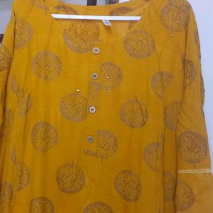 Mustard Cotton Kurti xxl Size