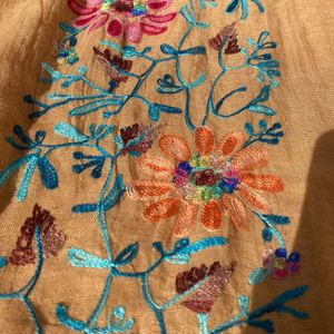 Cotton Linen Embroidered Stole Cum Dupatta