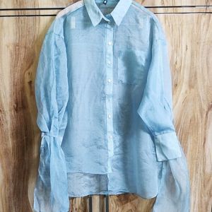 Tissue Silver Grey Designer Shirt Size-48-50