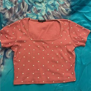 Mango Square Neck Polka Dot Tee