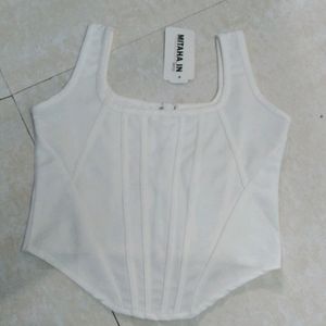 White Crop Top Small Size And Black Walwat Heel 6no Size Combo