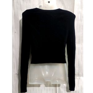 Black Crop Cardigan Sweater For women's