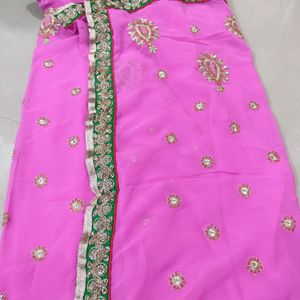 Pink Saree With Blouse