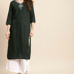 Green Yoke Print Kurta