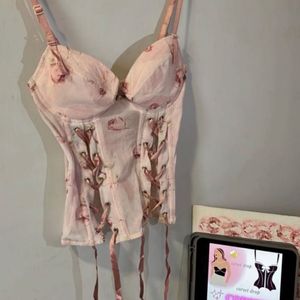 Pink Bow And Floral Corset