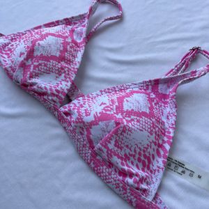 SHEIN Pink Snakeskin Bikini Top