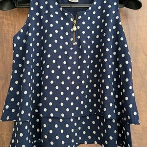 Navy Blue Polka Dot Crop Top