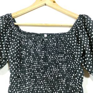 Black Printed Crop Top