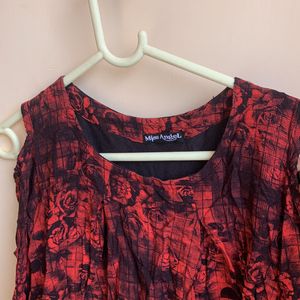 Red With Black Western Top