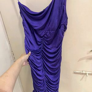 Purple Ruched One Shoulder Dress