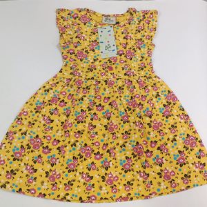 Yellow Floral Frock For Baby Girls