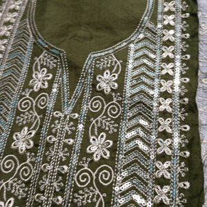 Neck Embroidery Patches Combo Of 2 Mehendi Green