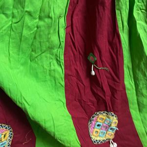 Neon Green And Maroon Lehenga Skirt