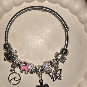 Silver Pink Charm Bracelet