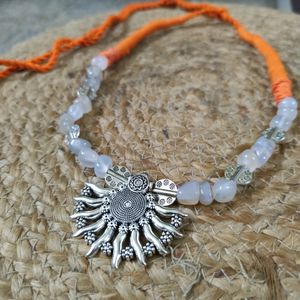 Silver Replica Natural Stone Choker