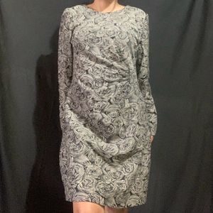 Grey Elegant Roses Dress