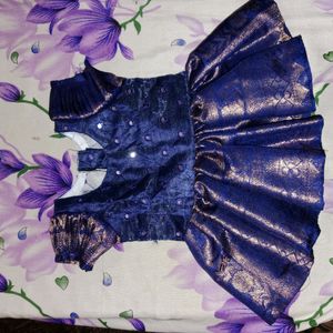 Blue Pattu Frock