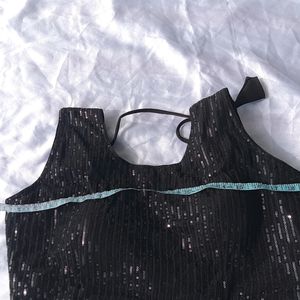 Black Sequin  Padded Blouse