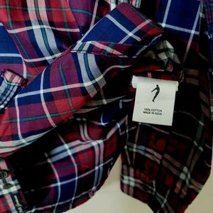 Indian Terrain Flannel Shirt Men's Blue Red White