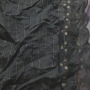 Silk Dupatta With Organza Embroidery Boarder On Al