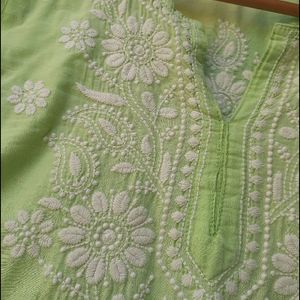 Green Chikankari Kurti