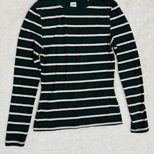 Green Full Sleeve Stripped Top