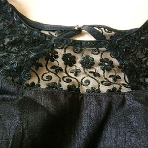 Brand New Designer Padded Black Blouse With Net Design And Stylish Back