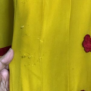 Mustard Yellow Anarkali Gown With Pant &dupatta