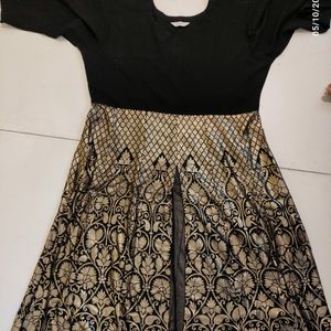 Black Kurta With Gold Foil Print