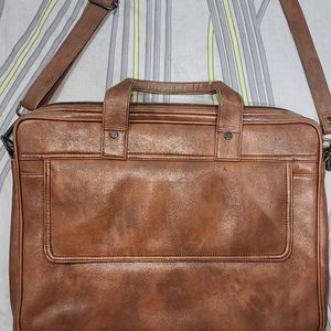 Brown Faux Leather Laptop Bag