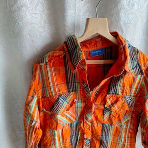 Y2k ORANGE MULTICOLOUR SHIRT FOR WOMEN