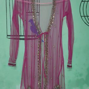 Pink Coloured Net Shrug