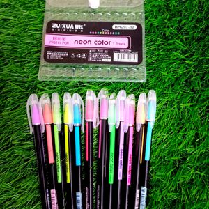 Set Of 12 Neon Pastel Pens