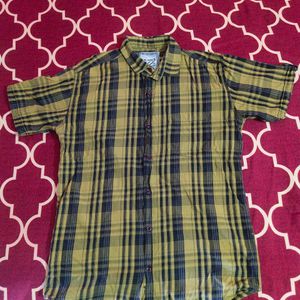 Mens Checks Shirt : Mustard and black xl size