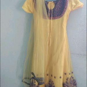 Haldi Frock Suit With Dupatta