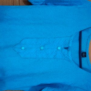 A Light Blue Heavy Embroidedry Chikankari Kurta