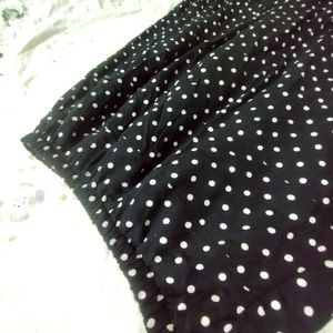 Black Long Skirt With White Polka Dots