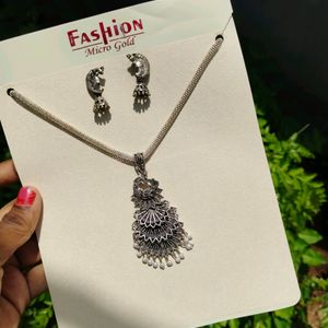 Peacock 🦚 Design Oxidised Jewellery With Earring