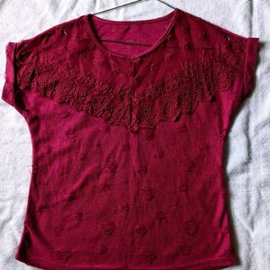 Wine Lace Top