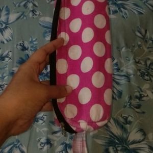 Pouch Pink And White Printed Cloth