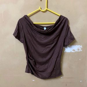 Brown Cowl Neck Top